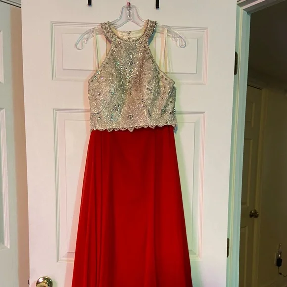 Dresses | Red And Gold Prom Dress Worn Once Size 34 Its A Twopiece |  Poshmark